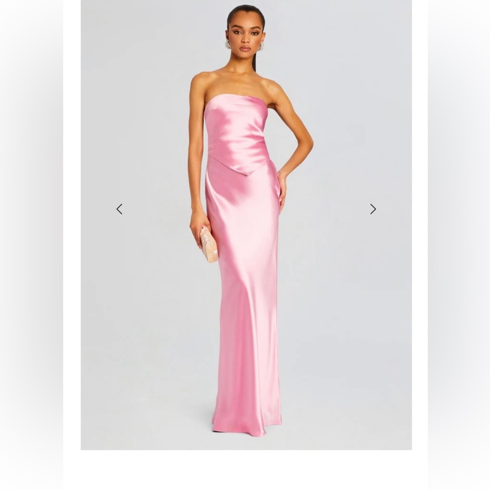 Retrofete SKYE Strapless Pink Satin Gown